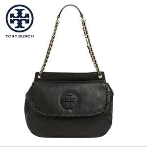 Tory Burch black Marion Leather Saddle authentic
